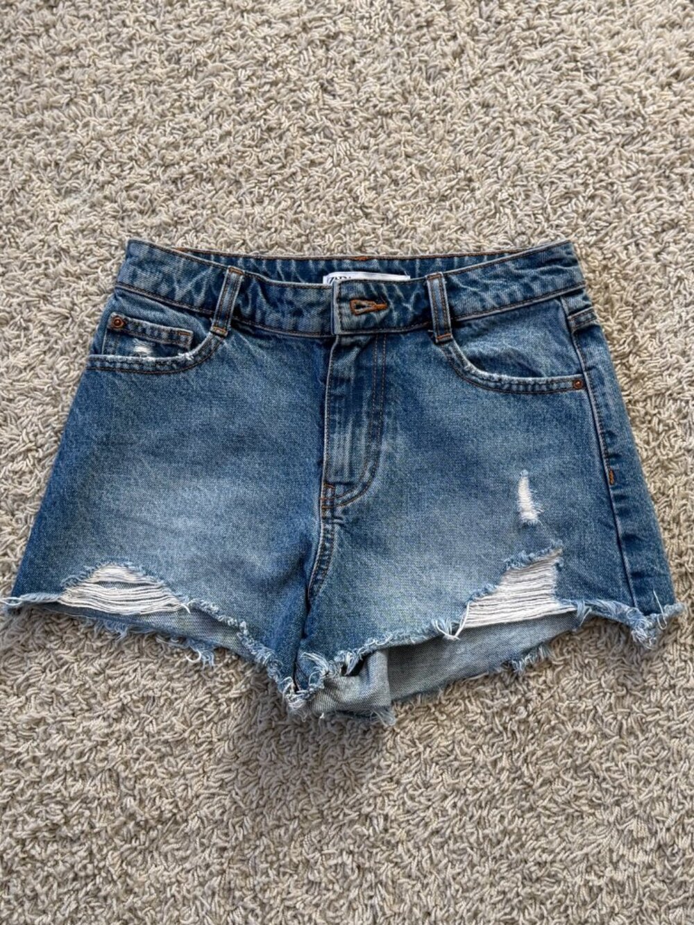 Zara Distressed Denim Shorts Women's Size 0